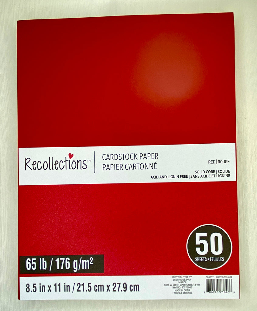 Red Solid Core Cardstock 8 1/2" x 11" 65lb. 50 Sheets